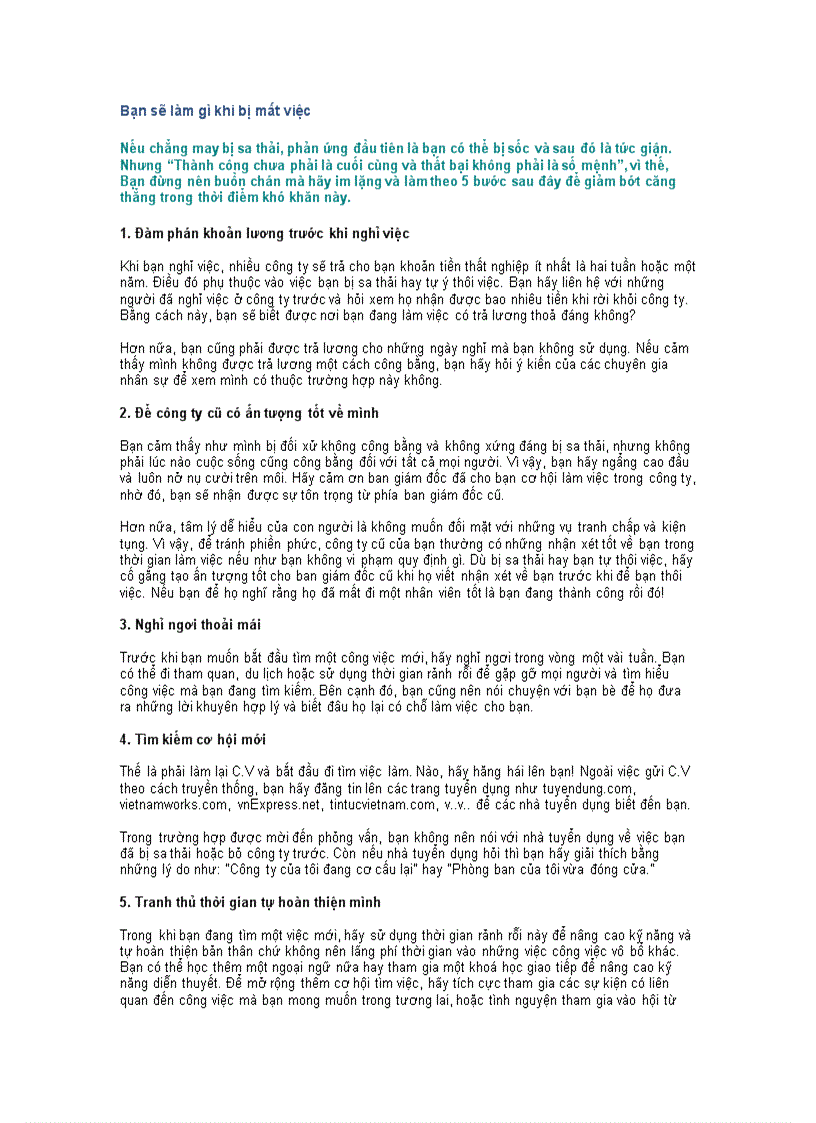 image for page Bạn sẽ làm gì khi bị mất việc