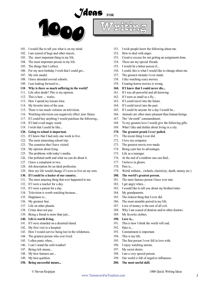 image for page 1000 Quick Writing Ideas
