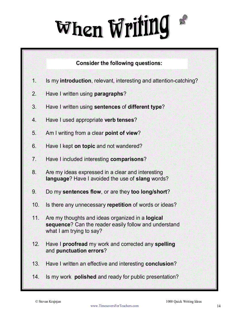 image for page 1000 Quick Writing Ideas