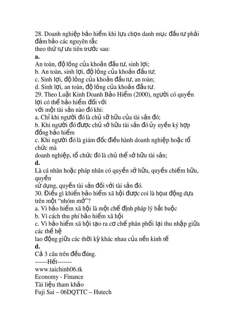 image for page Kiểm tra môn nguyên lý thực hành bảo hiểm