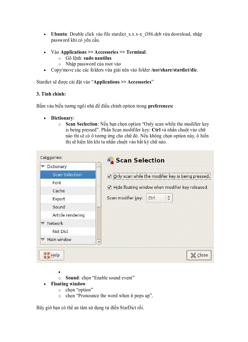 image for page Cài đặt tự điển StarDict trong HĐH Windows Ubuntu