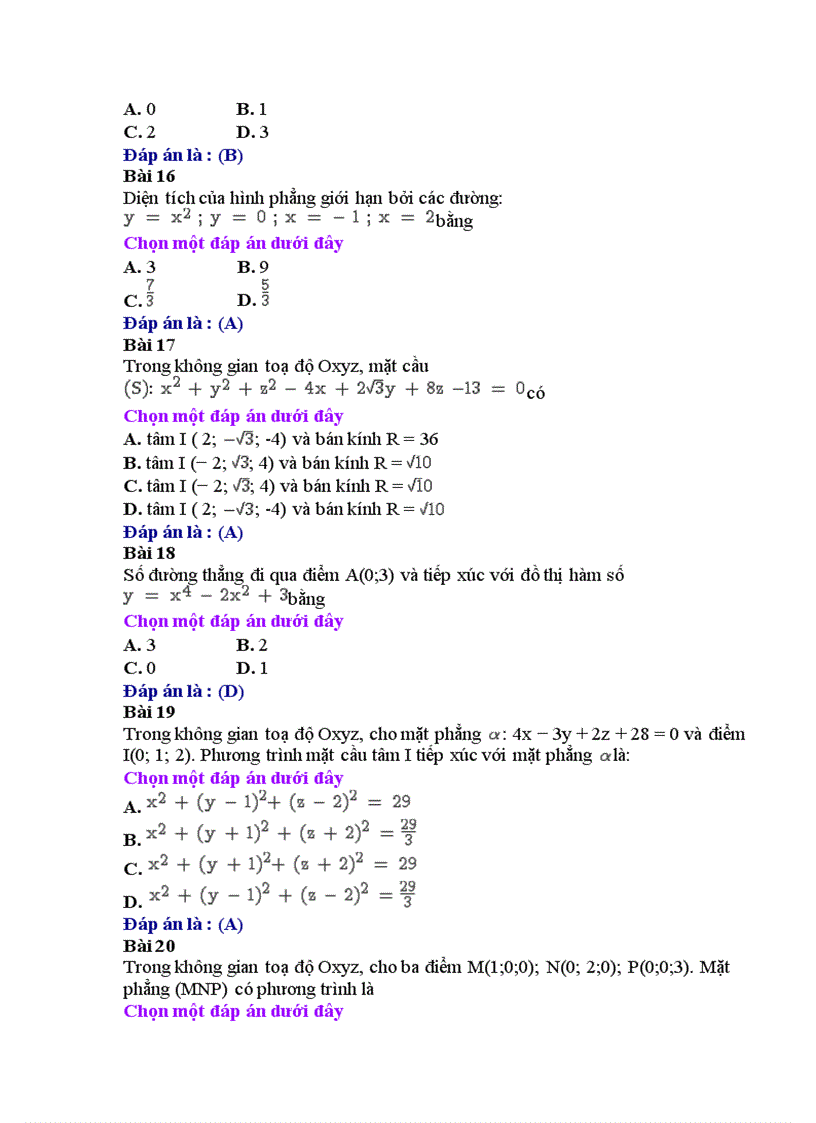 image for page Ôn luyện trắc nghiệm môn Toán 2008 THPT Lý Tự Trọng Khánh Hòa Đề số 29 có đáp án