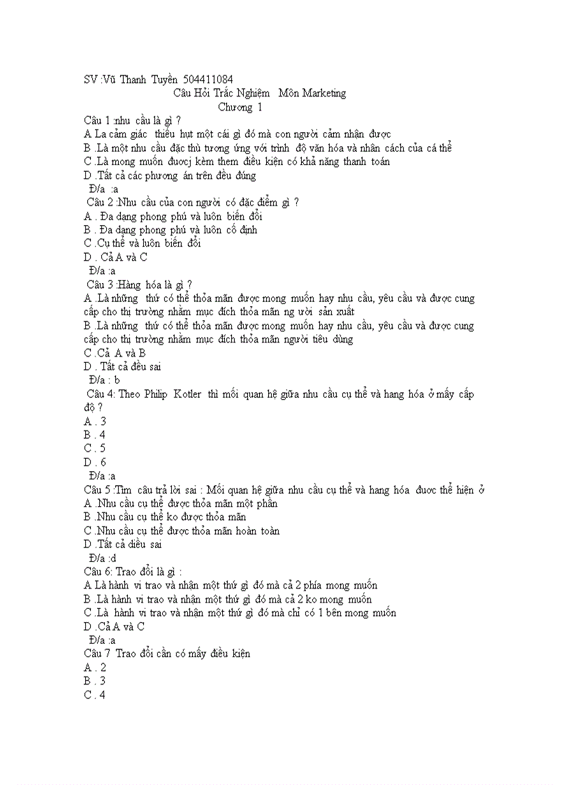 image for page Trắc Nghiệm Môn Marketing