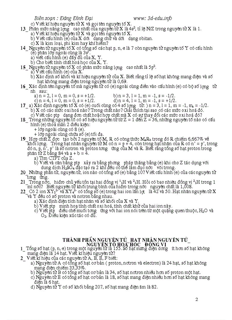 image for page Bài tập cấu tạo nguyên tử BTVN số 1