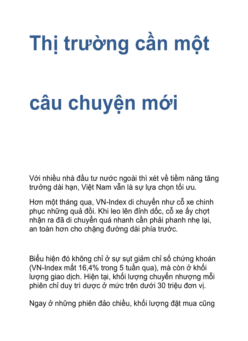 image for page Thị trường cần một câu chuyện mới