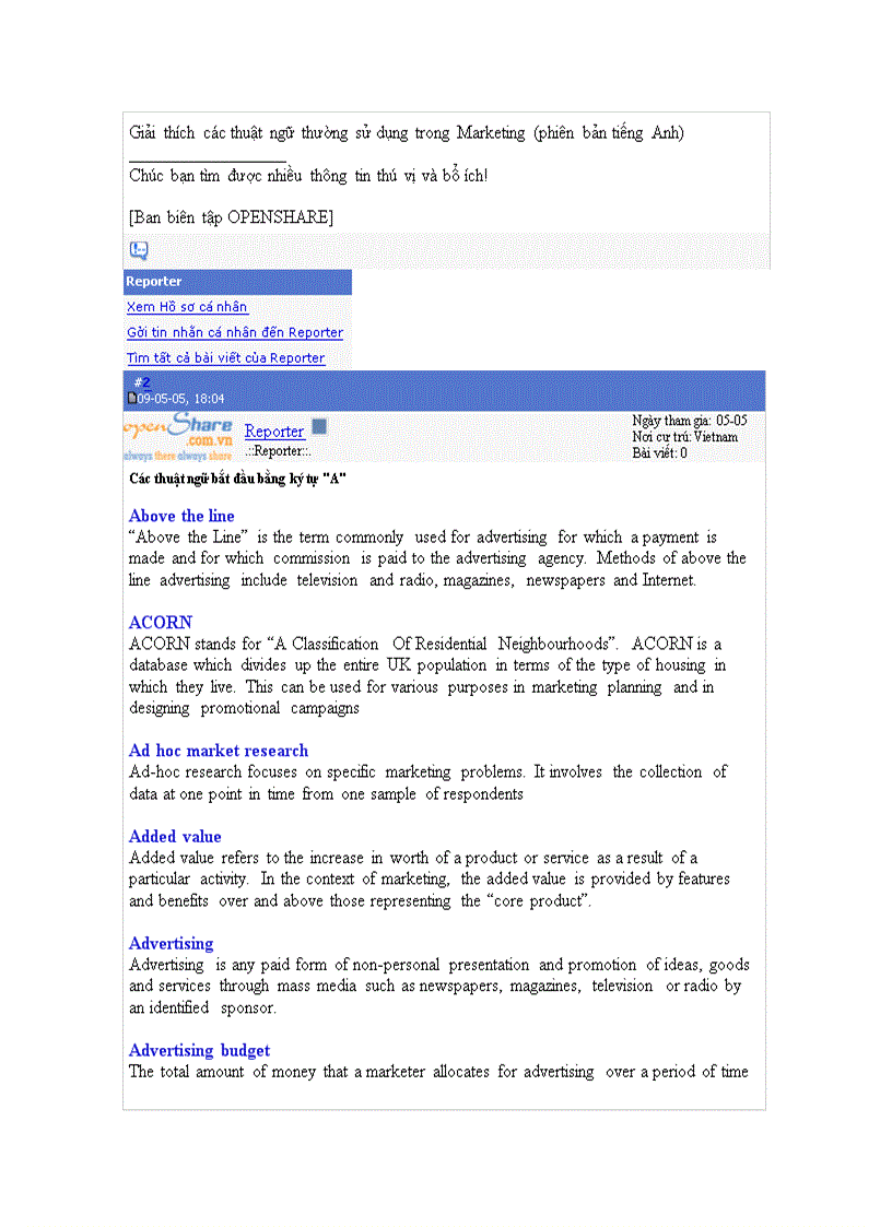 image for page Các thuật ngữ thường sử dụng trong Marketing phiên bản tiếng Anh