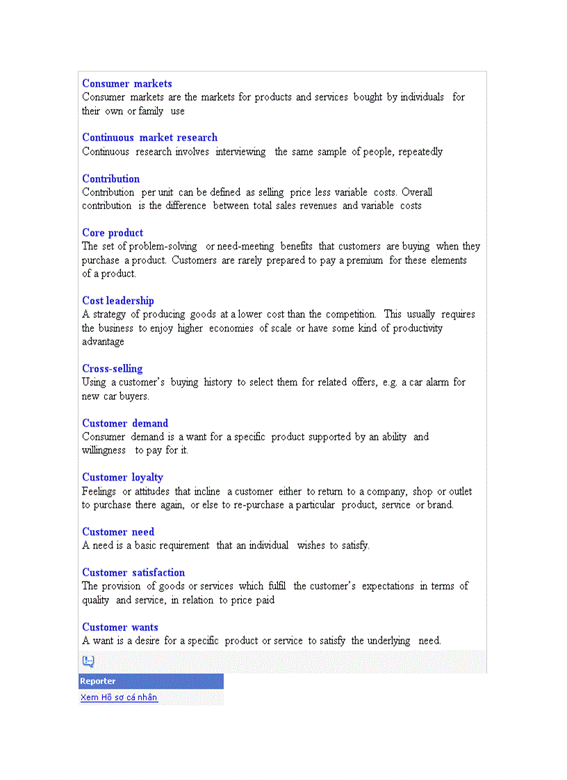 image for page Các thuật ngữ thường sử dụng trong Marketing phiên bản tiếng Anh