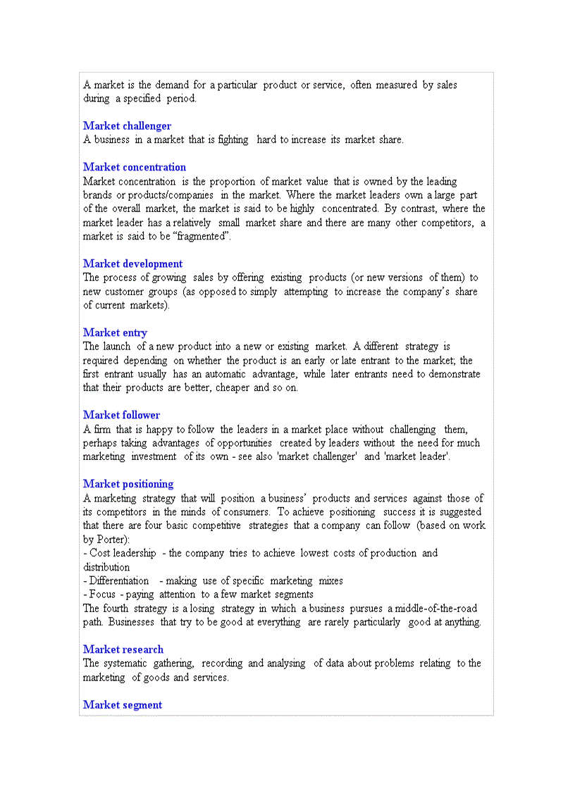 image for page Các thuật ngữ thường sử dụng trong Marketing phiên bản tiếng Anh