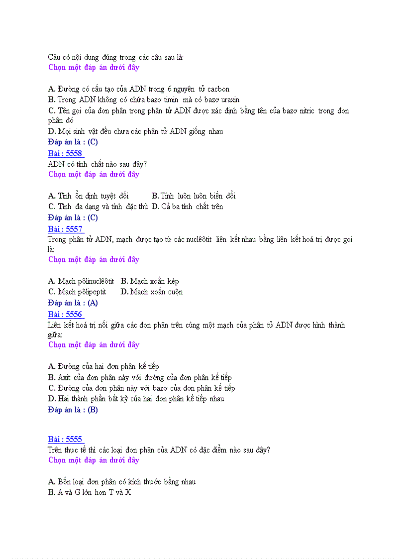 image for page Ôn thi tốt nghiệp THPT môn Sinh học 2008 THPT Nguyễn Huệ Nam Định Đề số 21