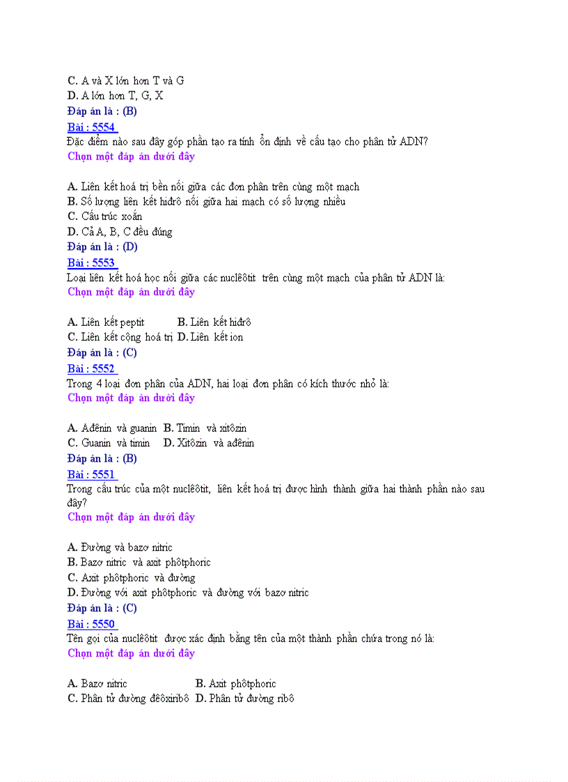 image for page Ôn thi tốt nghiệp THPT môn Sinh học 2008 THPT Nguyễn Huệ Nam Định Đề số 21