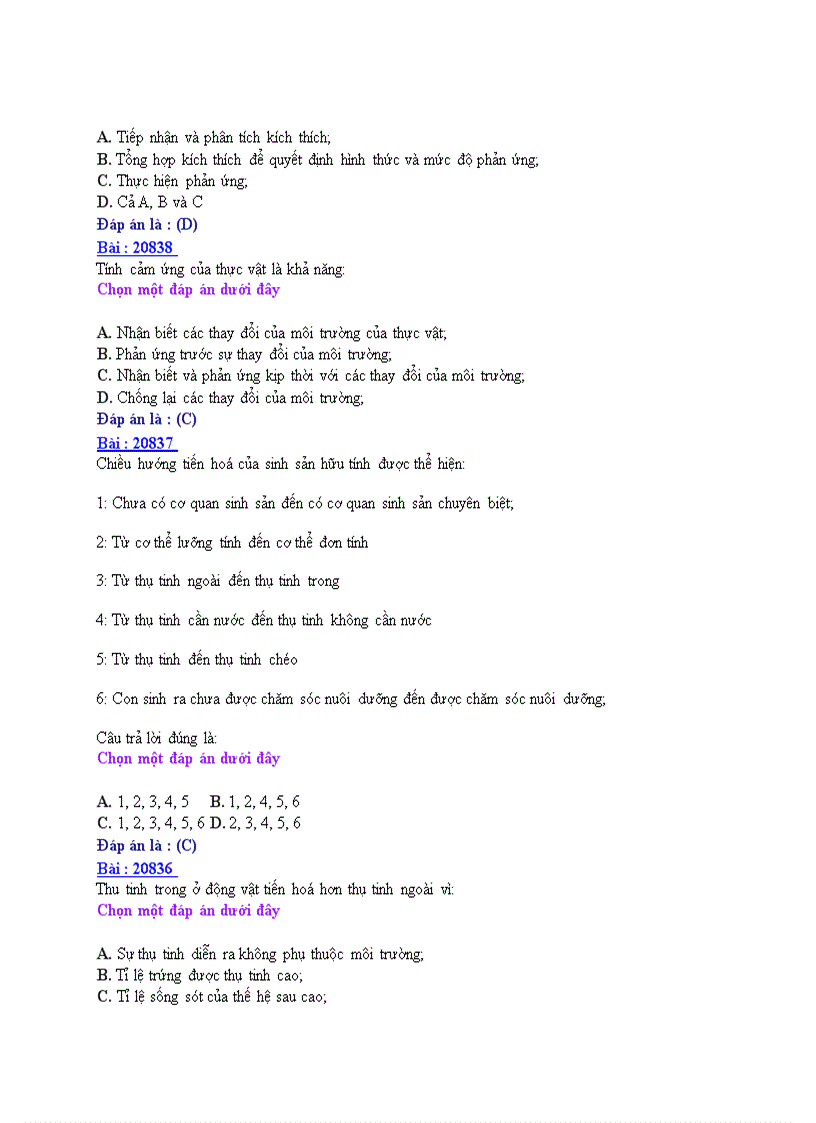 image for page Đề ôn thi trắc nghiệm tốt nghiệp THPT môn Sinh Đề 2