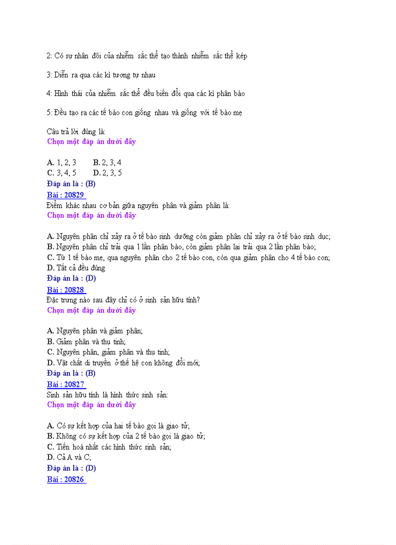 image for page Ôn thi tốt nghiệp THPT môn Sinh học 2008 THPT Nguyễn Huệ Nam Định Đề số 5