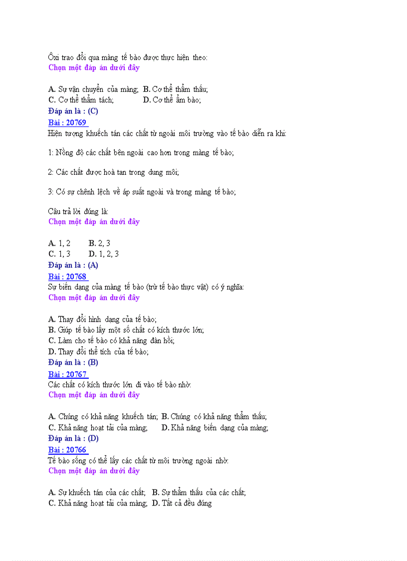 image for page Ôn thi tốt nghiệp THPT môn Sinh học 2008 THPT Nguyễn Huệ Nam Định Đề số 5