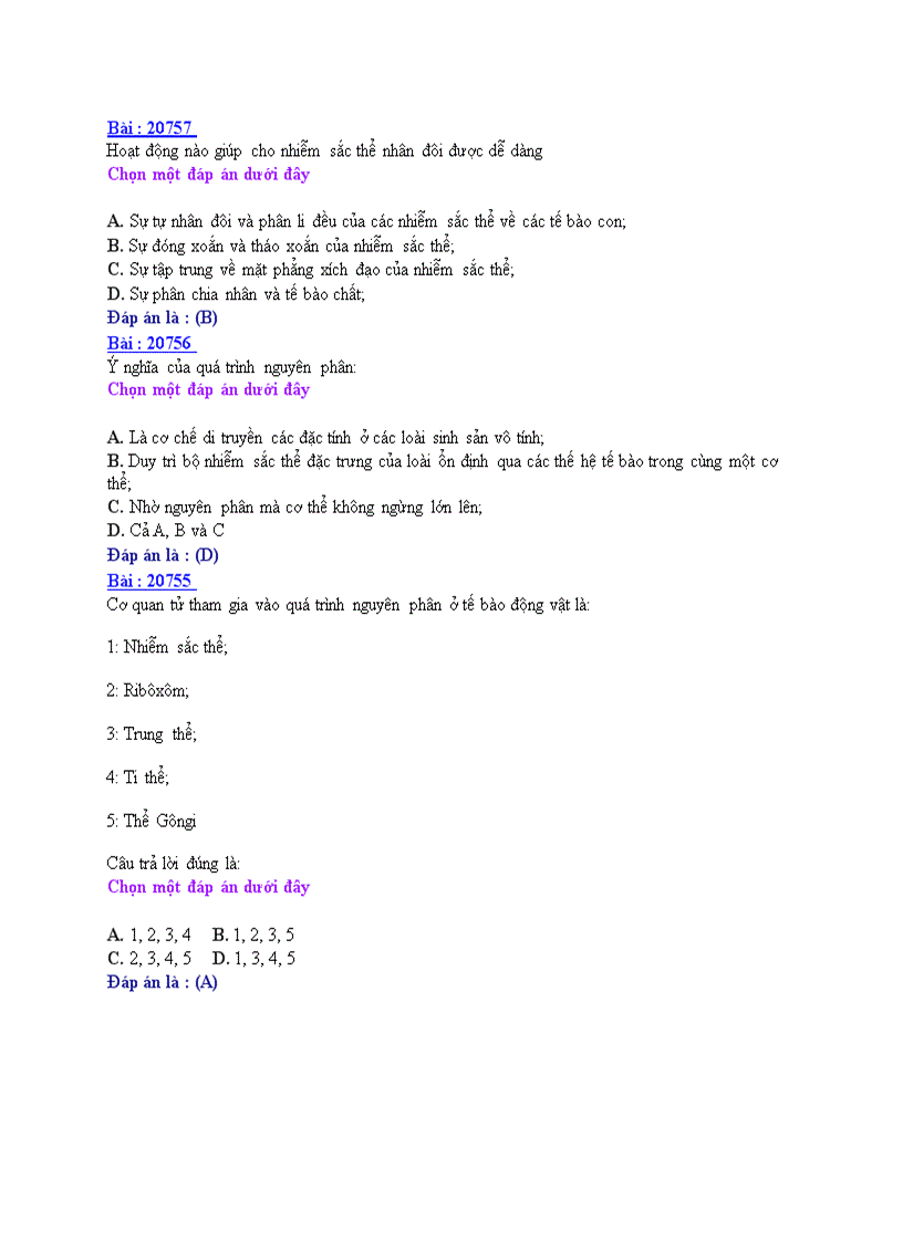 image for page Ôn thi tốt nghiệp THPT môn Sinh học 2008 THPT Nguyễn Huệ Nam Định Đề số 5