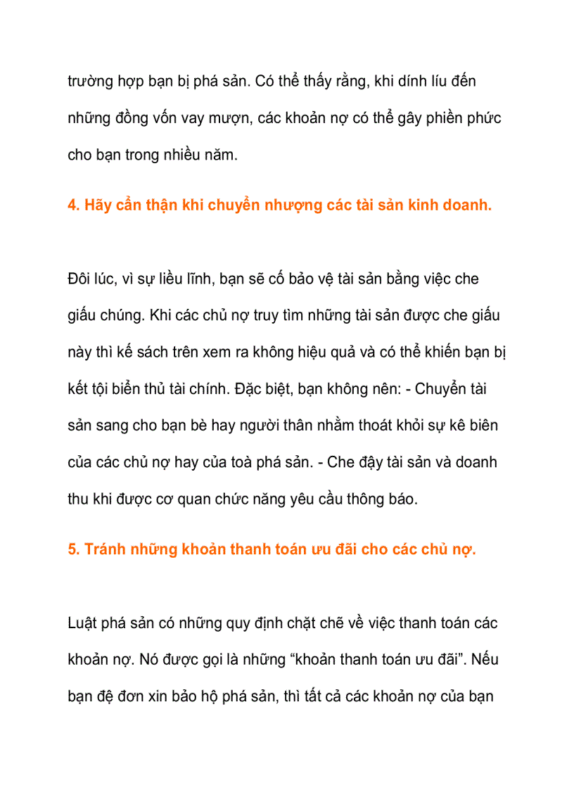 Rắc rối tài chính cần tránh