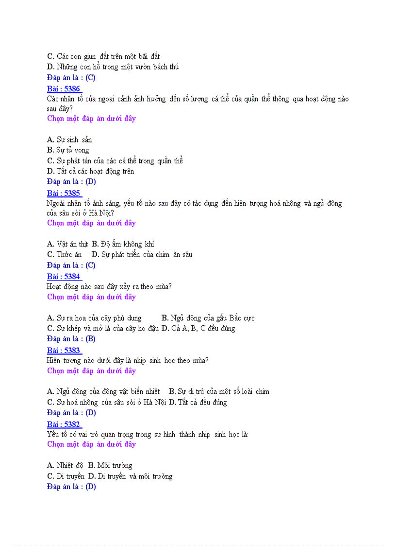 image for page Đề ôn thi trắc nghiệm tốt nghiệp THPT môn Sinh Đề 6