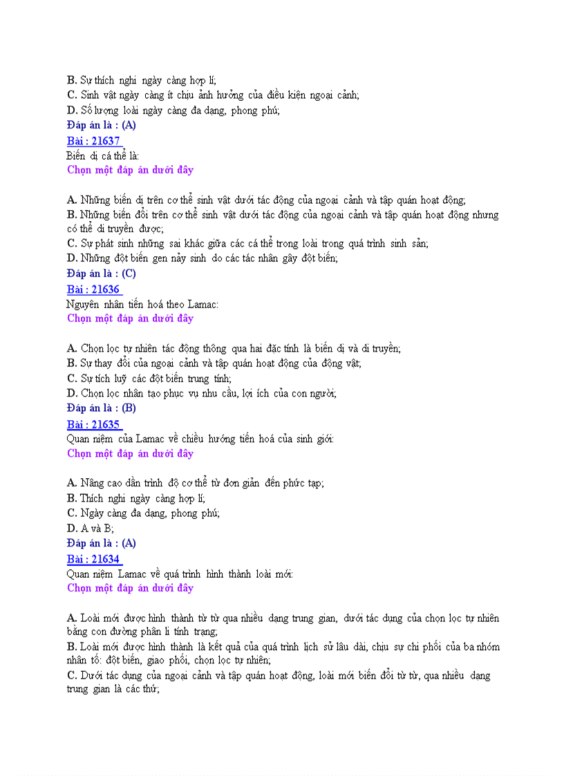 image for page Đề ôn thi trắc nghiệm tốt nghiệp THPT môn Sinh Đề 8