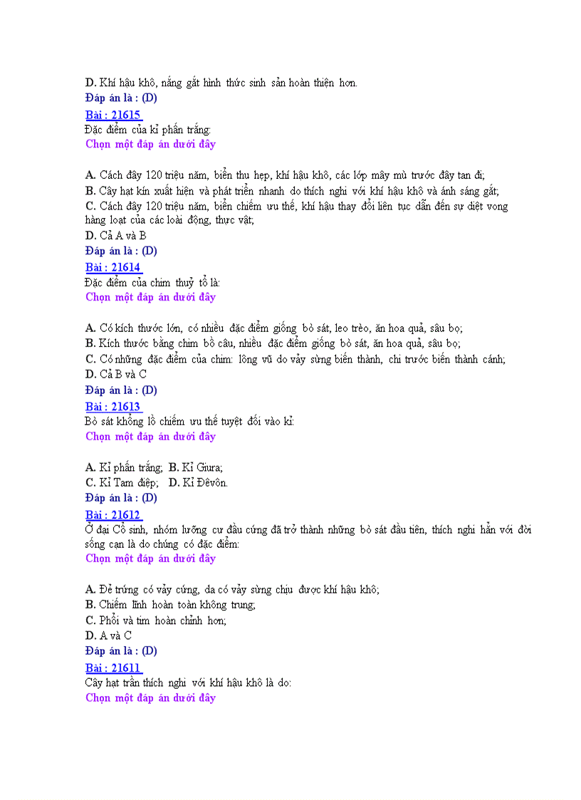 image for page Đề ôn thi trắc nghiệm tốt nghiệp THPT môn Sinh Đề 8