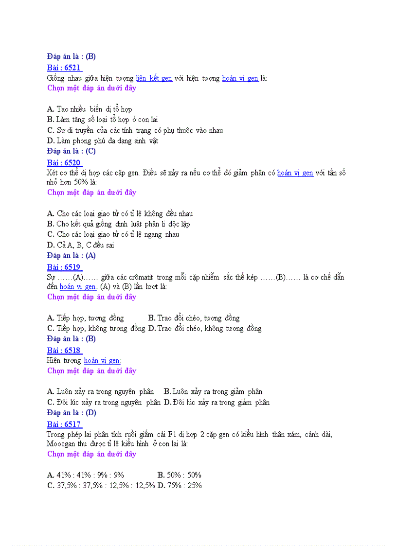 image for page Ôn thi tốt nghiệp THPT môn Sinh học 2008 THPT Nguyễn Huệ Nam Định Đề số 15