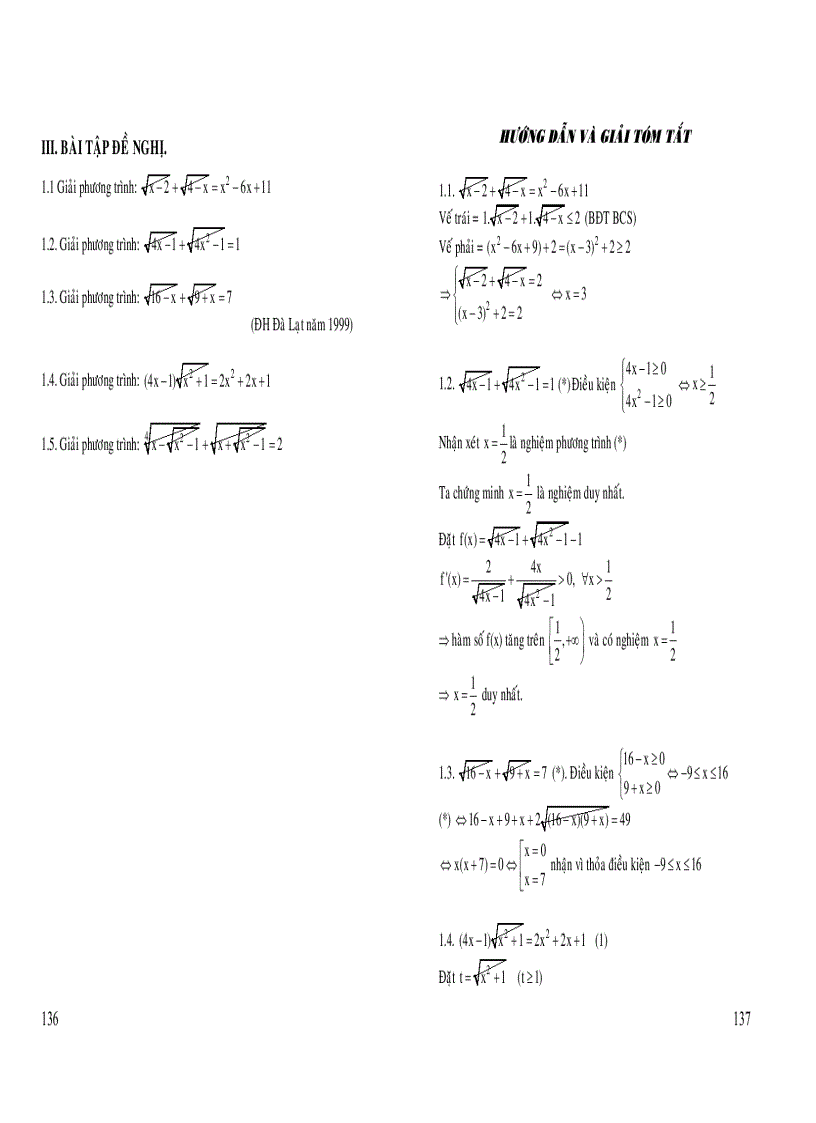 Phươngc trình bất phương trình chứa căn bậc 2