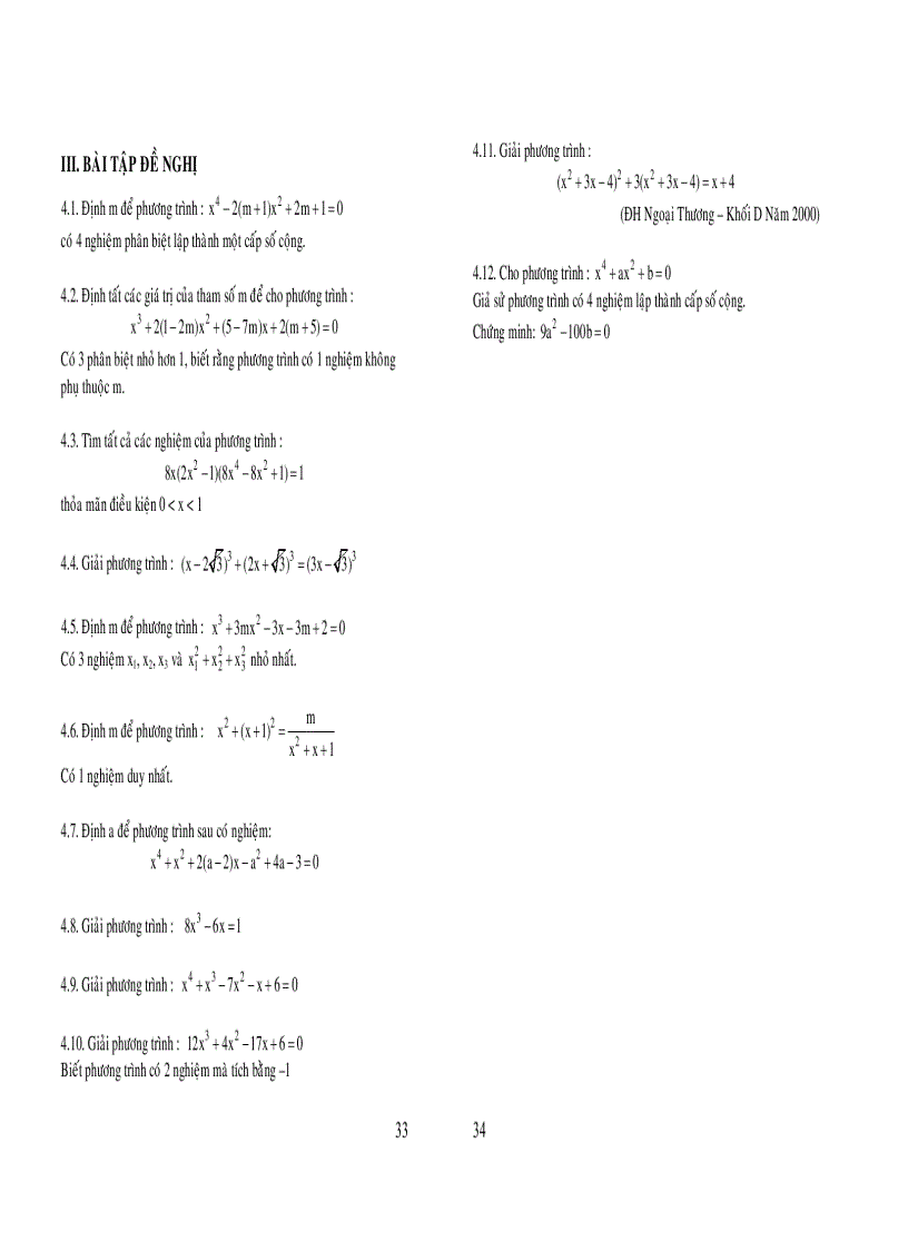 image for page Phương trình bậc 3 bậc 4 quy về phương trình bậc 2