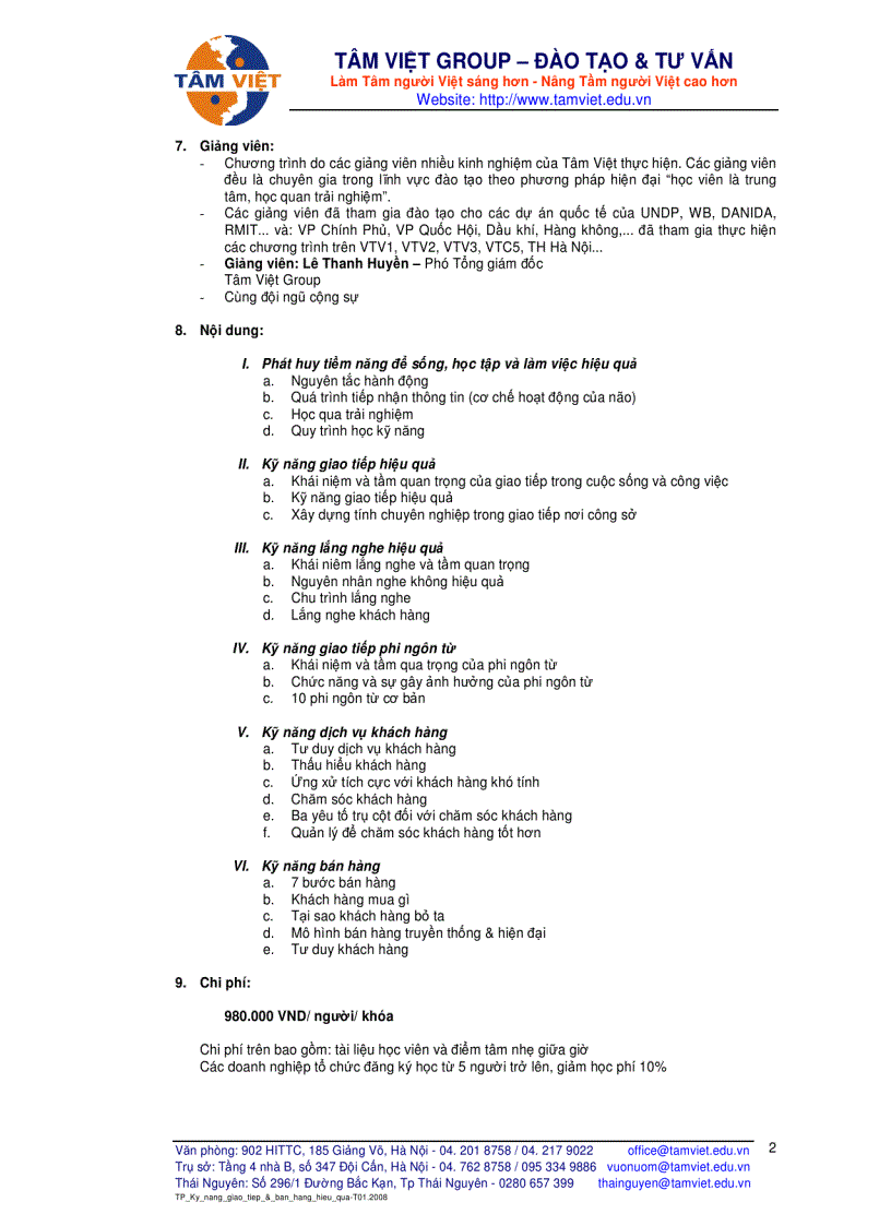 image for page Chương trình đạo tạo Kỹ năng bán hàng hiệu quả