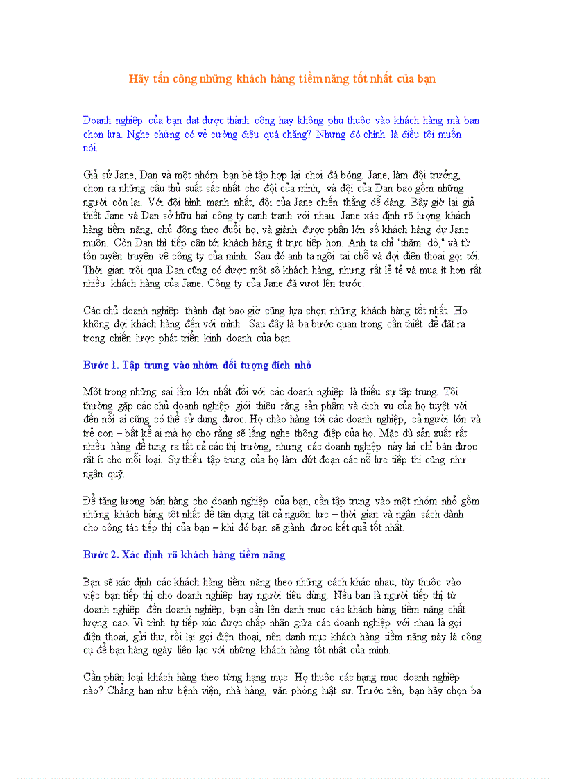 image for page Hãy tấn công những khách hàng tiềm năng tốt nhất của bạn