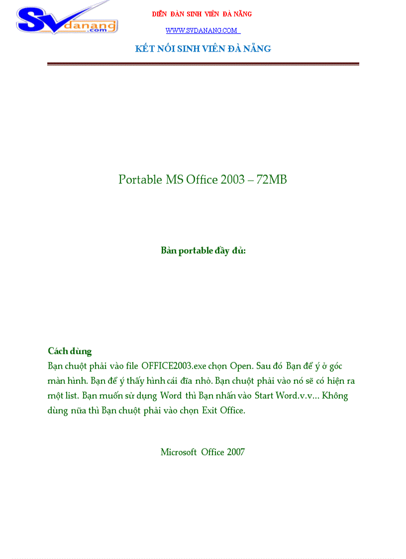 image for page Hot MF Portable Office 2003 2007 2010 Office không cần cài đặt