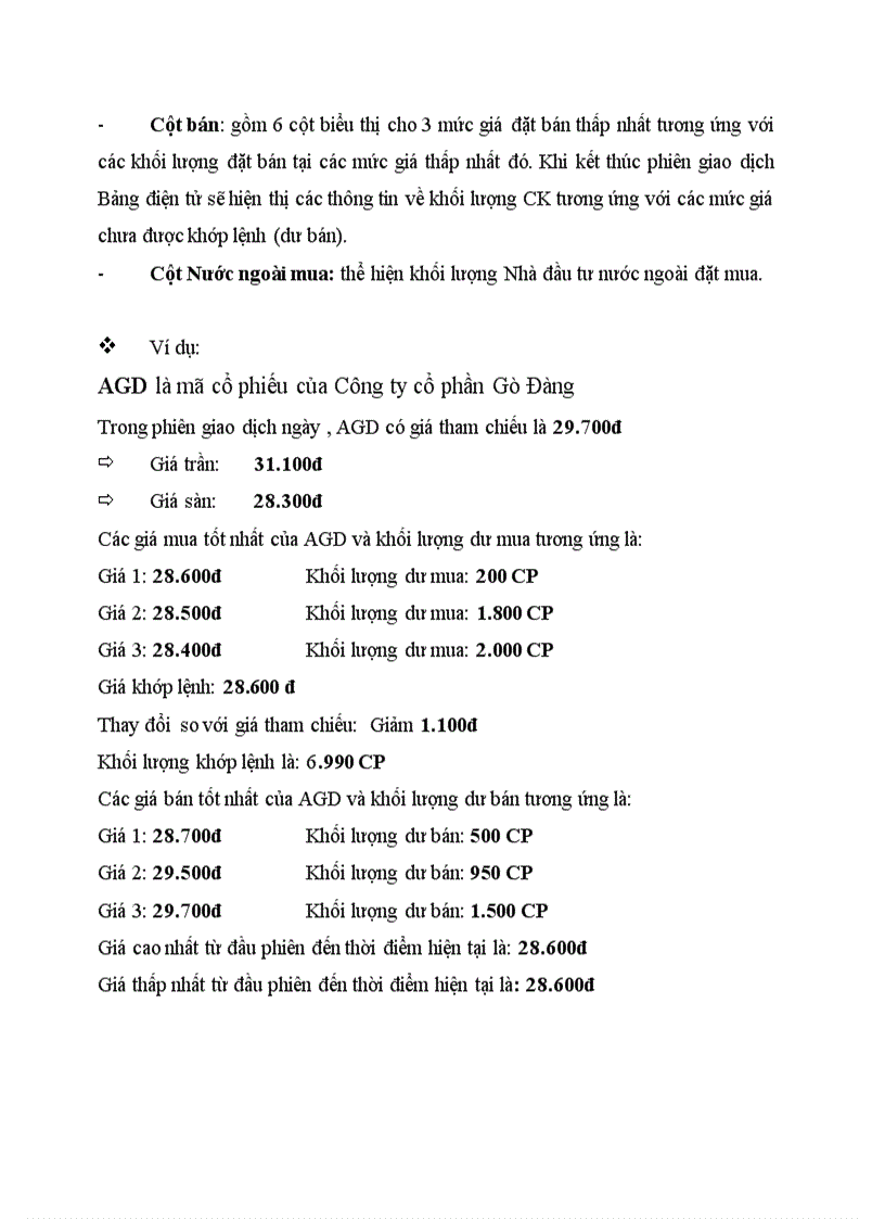 image for page Cách đọc và sử dụng những thông tin trên bảng điện tử giao dịch