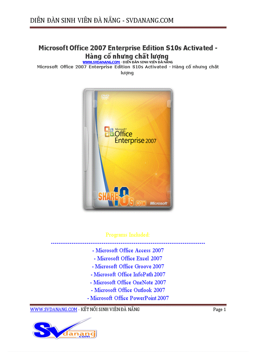image for page Microsoft Office 2007 Enterprise Edition S10s Activated