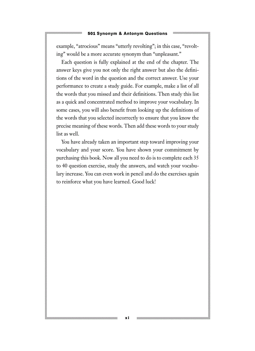 image for page 501 Synonym Antonym Questions