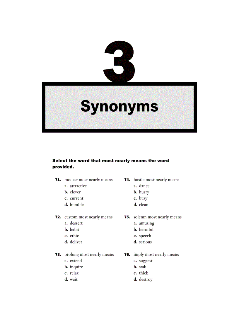 image for page 501 Synonym Antonym Questions