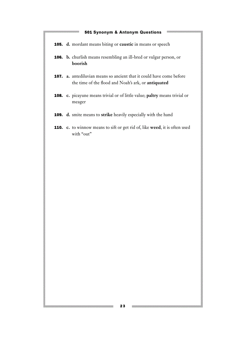 image for page 501 Synonym Antonym Questions