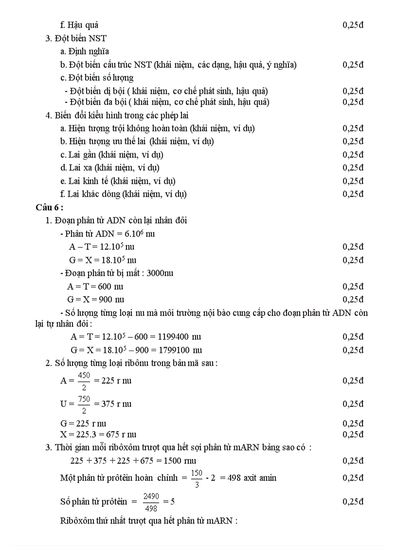 image for page Đề thi HSG môn Sinh học 12 THPT Vinh Lộc Huế 2006