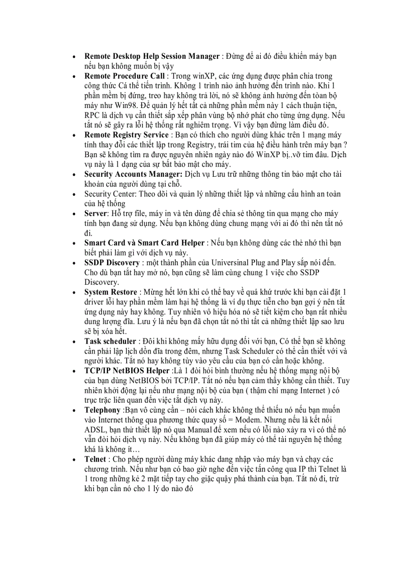 image for page Tắt bớt các dịch vụ của Windows để tăng tốc