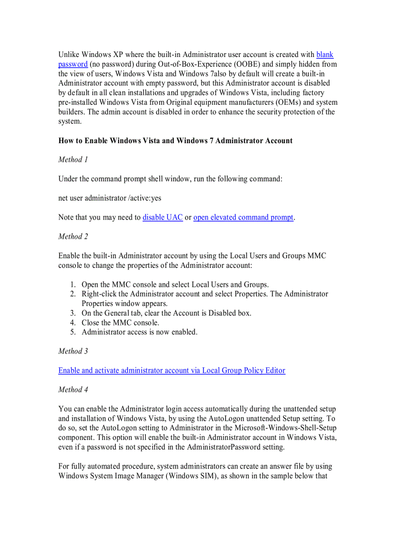image for page Enable or Disable Built in Administrator Account in Windows Vista