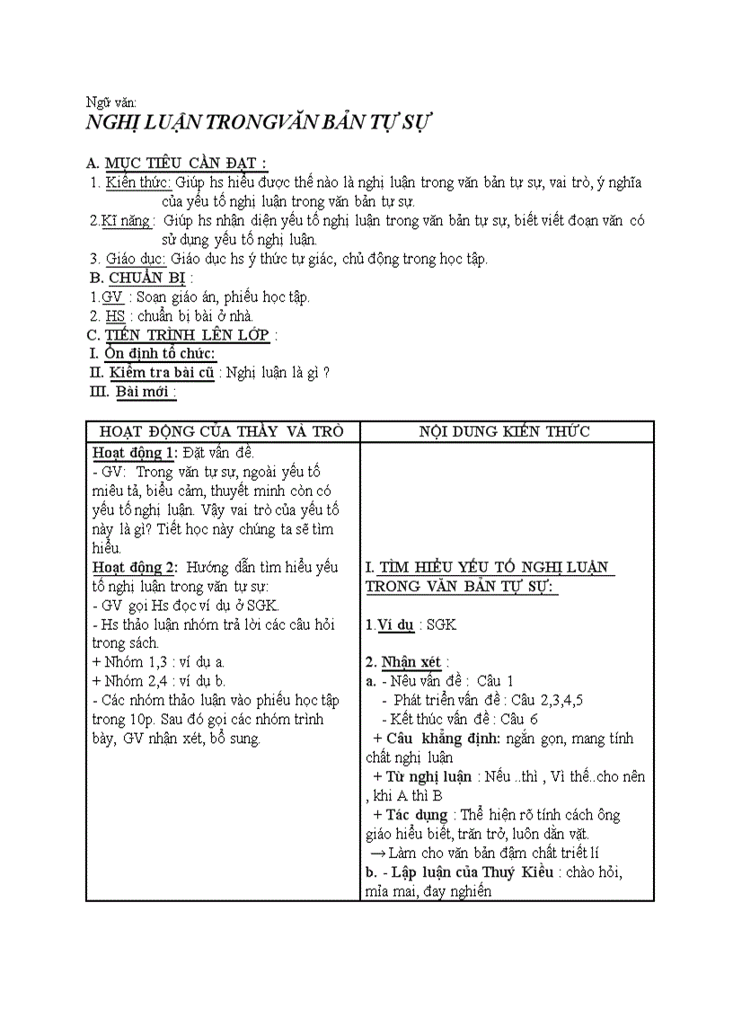 image for page Ngữ văn NGHỊ LUẬN TRONG VĂN BẢN TỰ SỰ