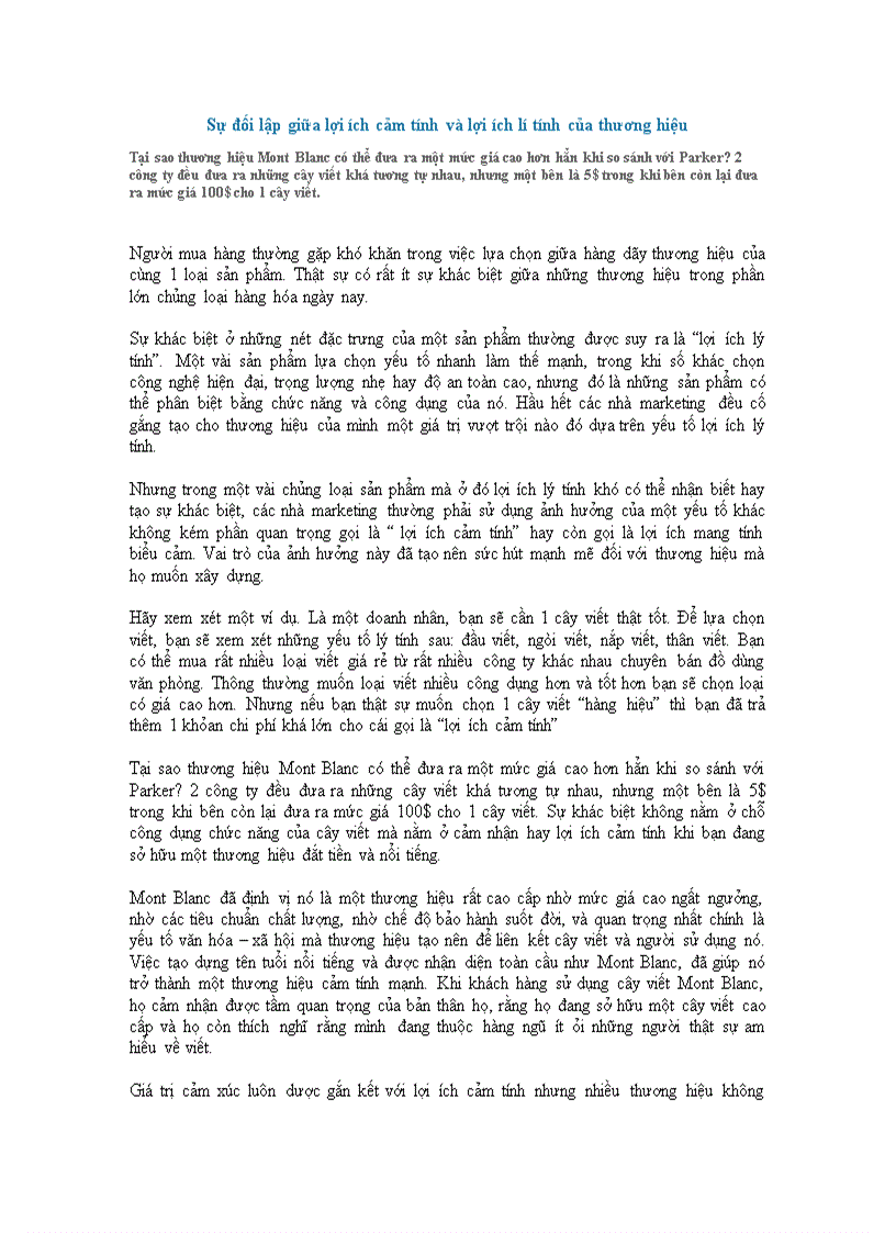 image for page Sự đối lập giữa lợi ích cảm tính và lợi ích lí tính của thương hiệu