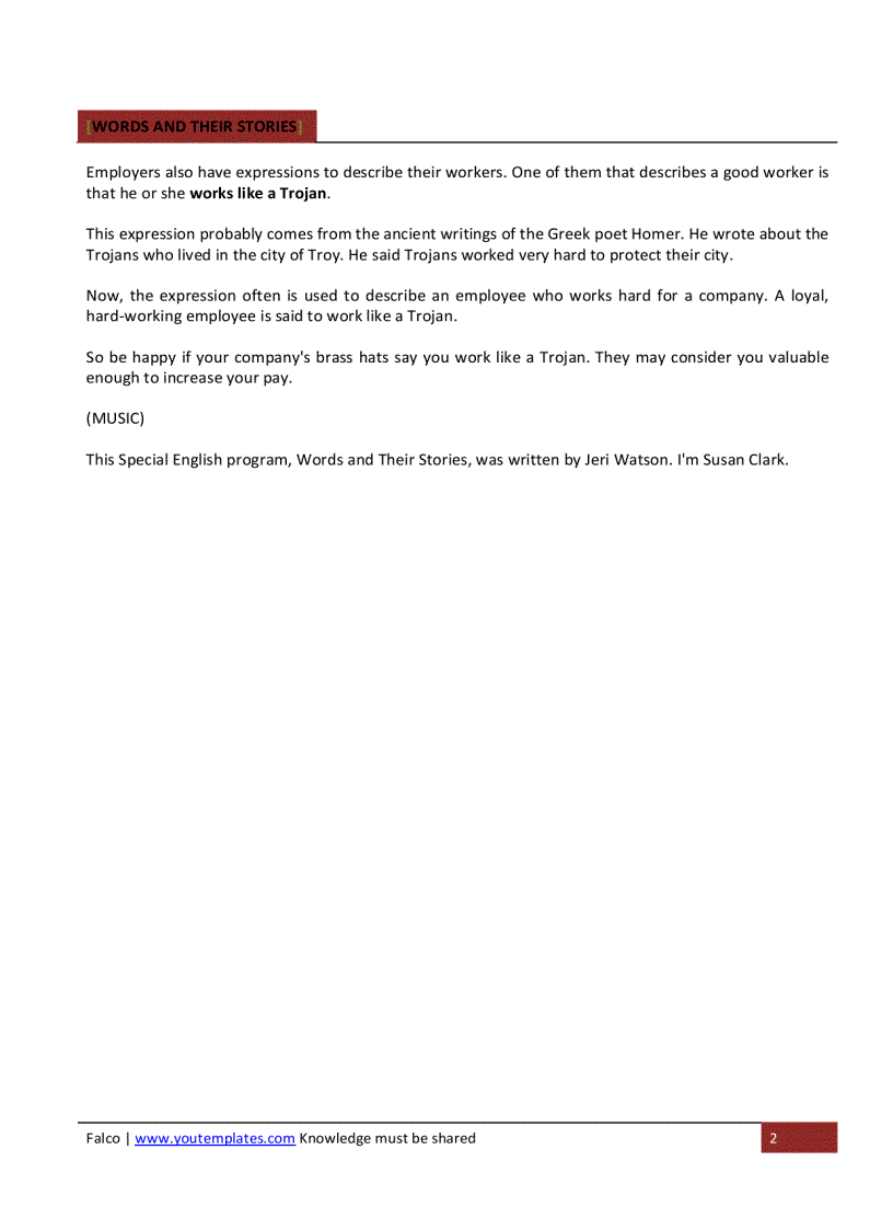 image for page WORDS AND THEIR STORIES Top Brass What American Workers Call Their Employers