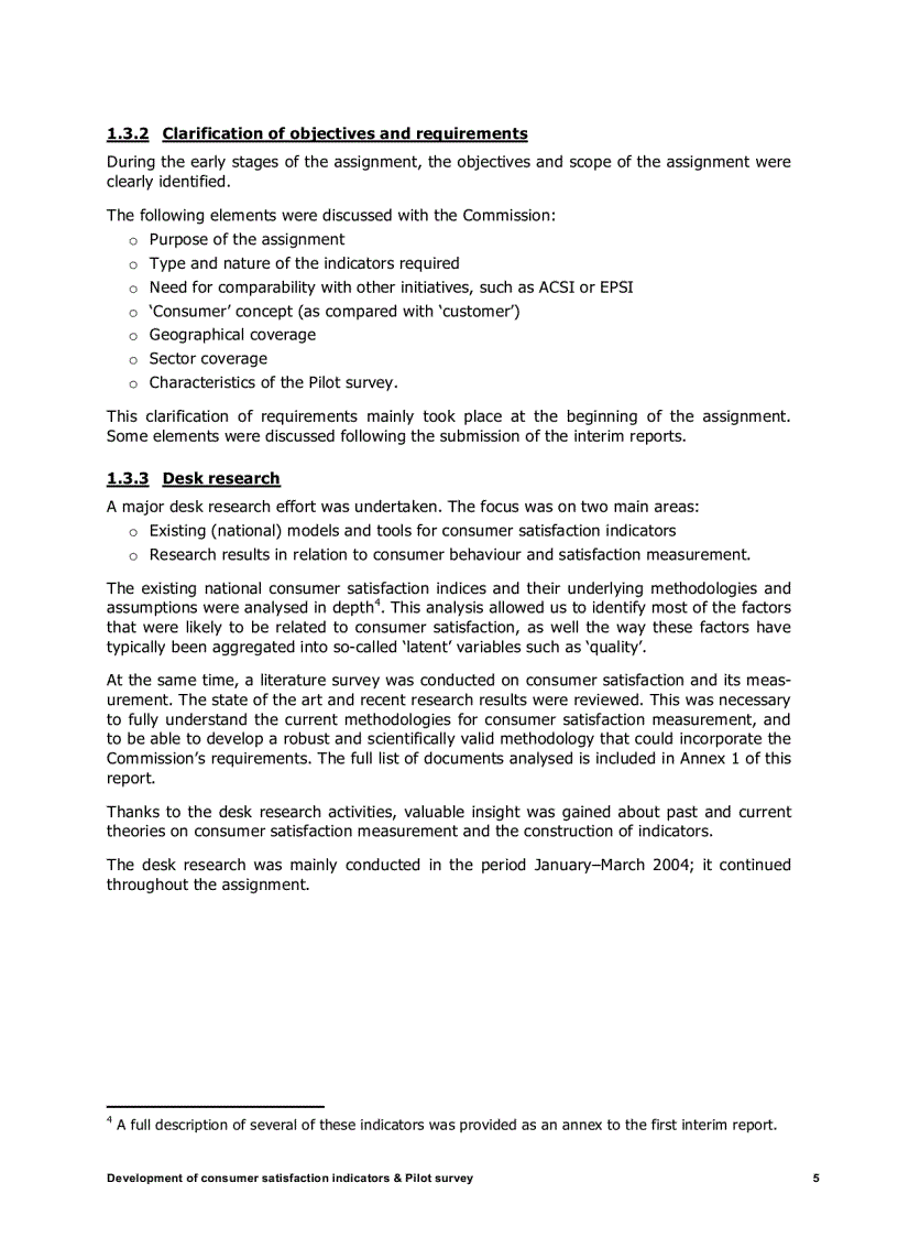 image for page Development of indicators on consumer satisfaction and Pilot survey