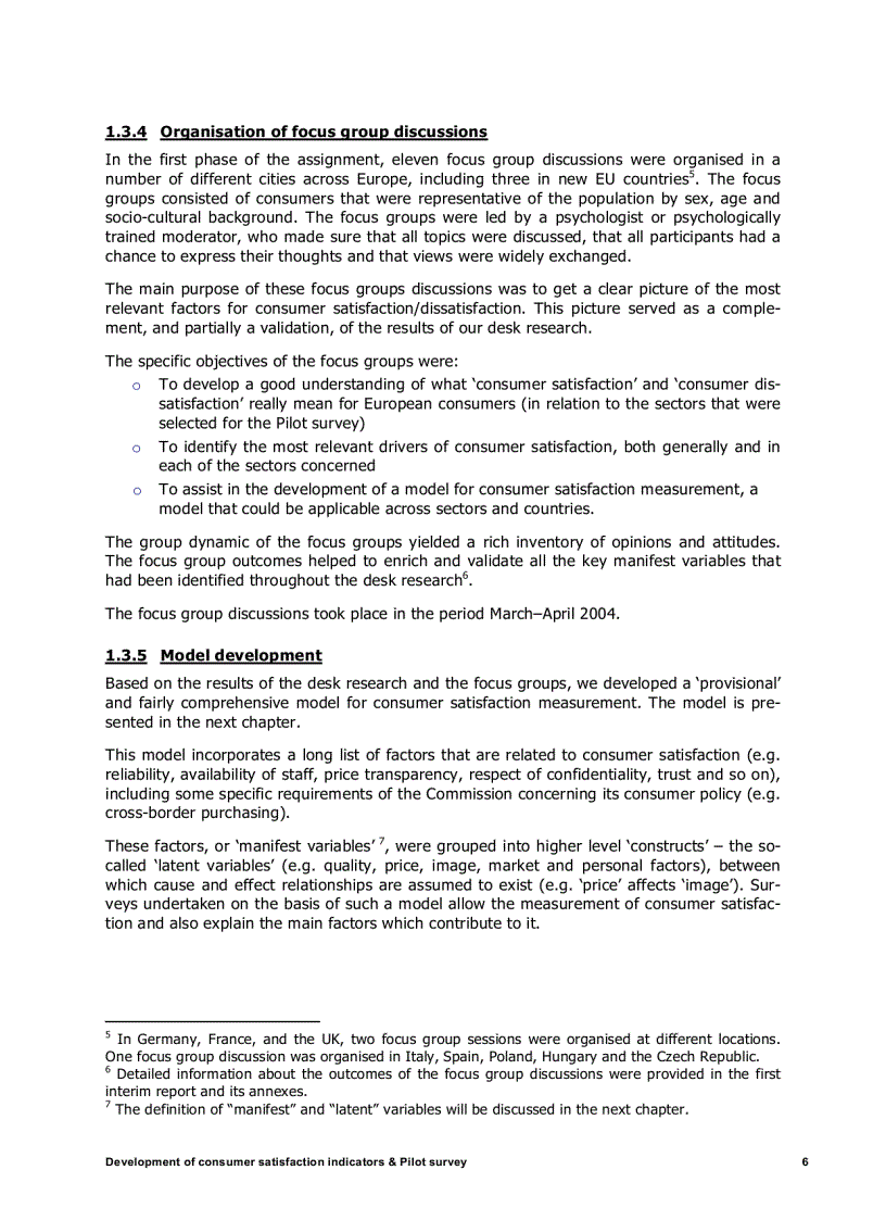 image for page Development of indicators on consumer satisfaction and Pilot survey