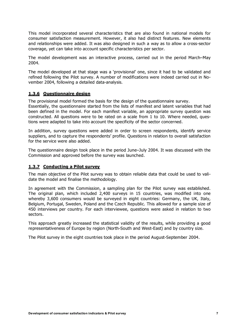 image for page Development of indicators on consumer satisfaction and Pilot survey