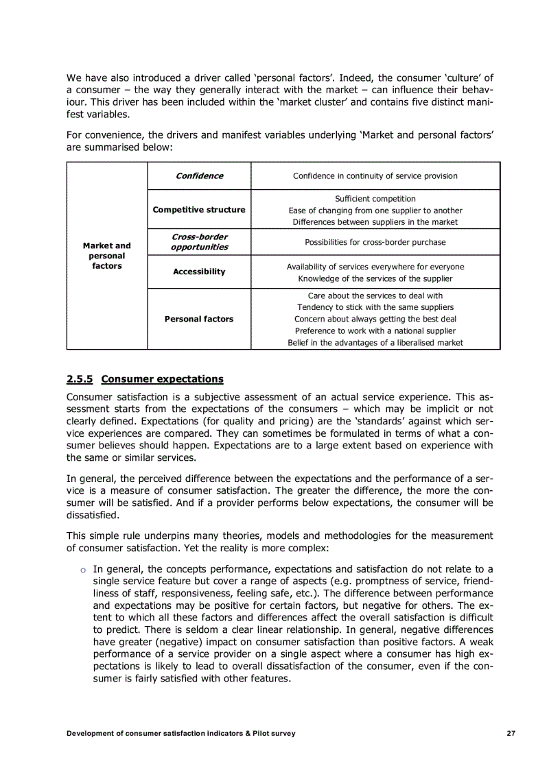 image for page Development of indicators on consumer satisfaction and Pilot survey