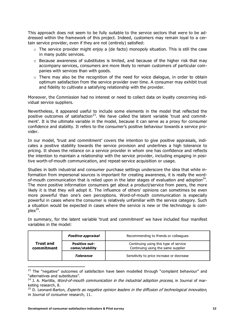 image for page Development of indicators on consumer satisfaction and Pilot survey