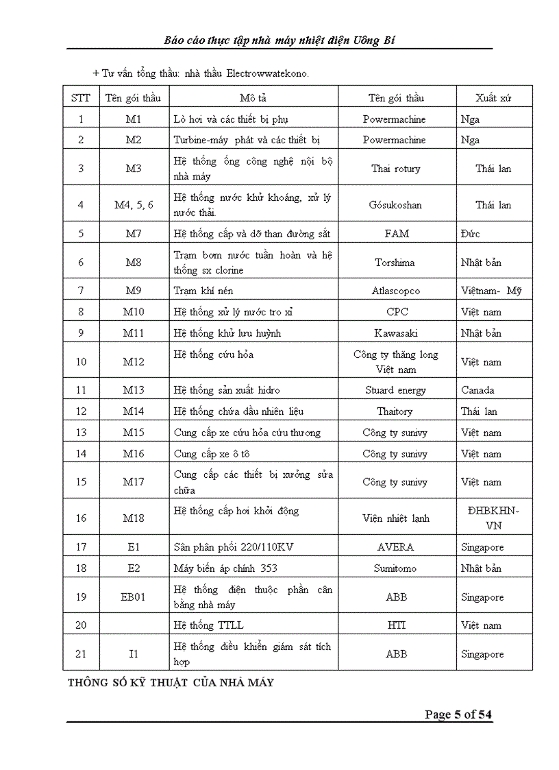 Báo cáo thực tập nhà máy nhiệt điện Uông Bí
