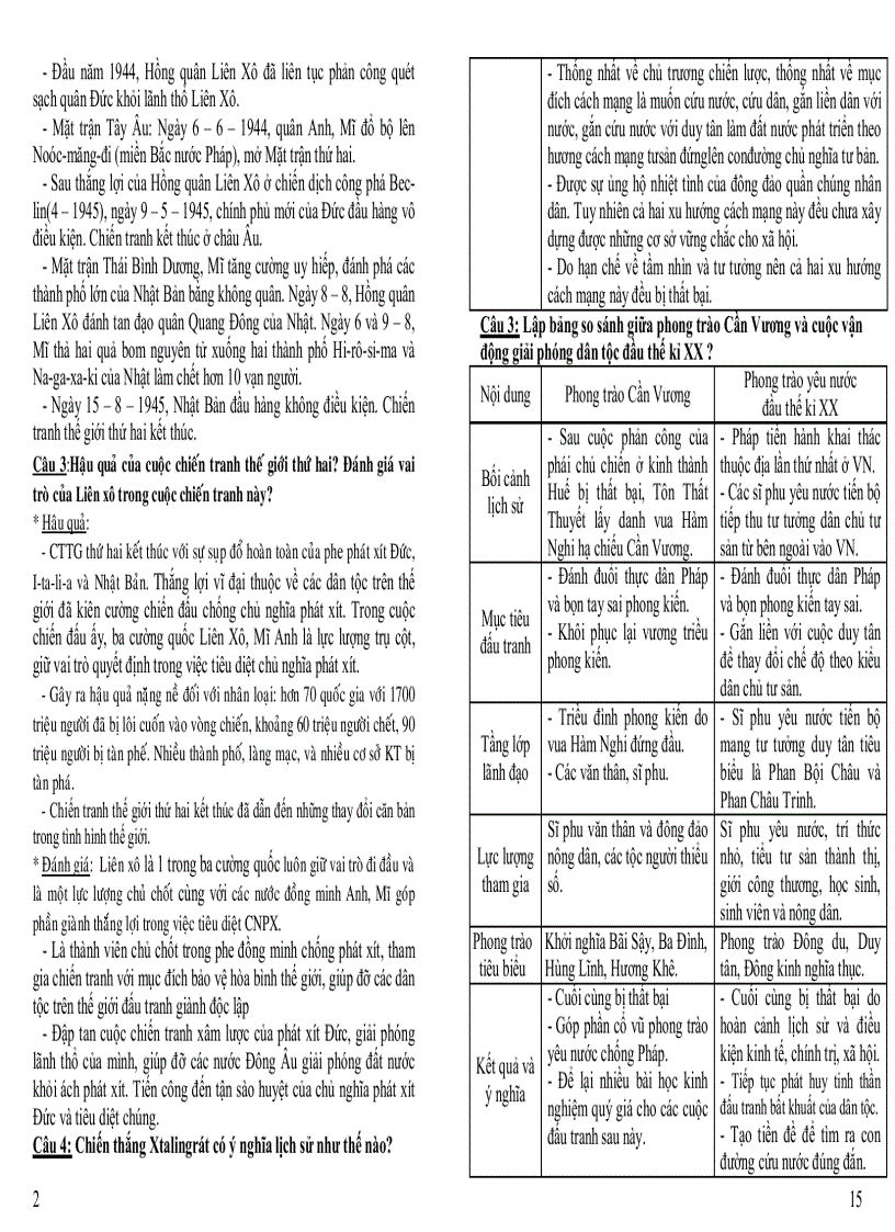 Đề cương lịch sử lớp 11