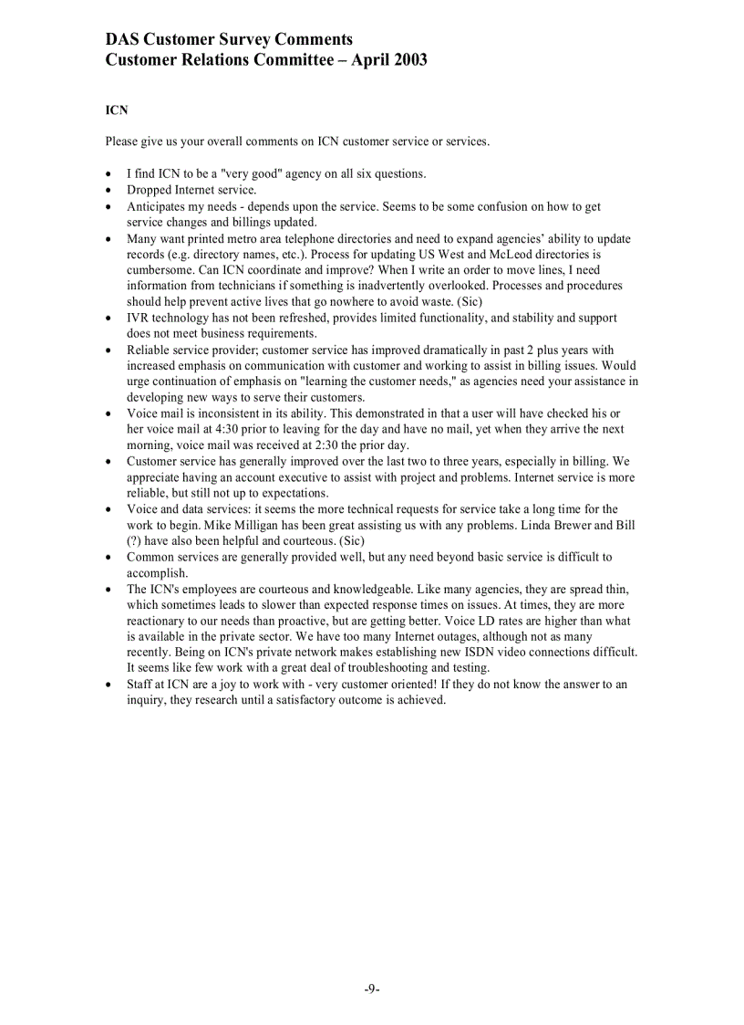 image for page DAS Customer Satisfaction Survey Report