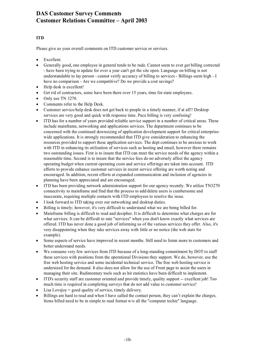 image for page DAS Customer Satisfaction Survey Report