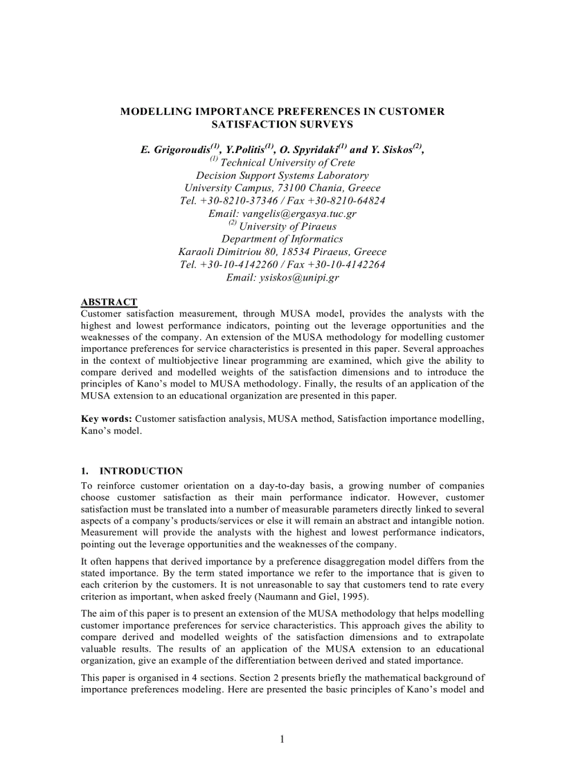 image for page Modelling importance preferences in customer satisfaction surveys