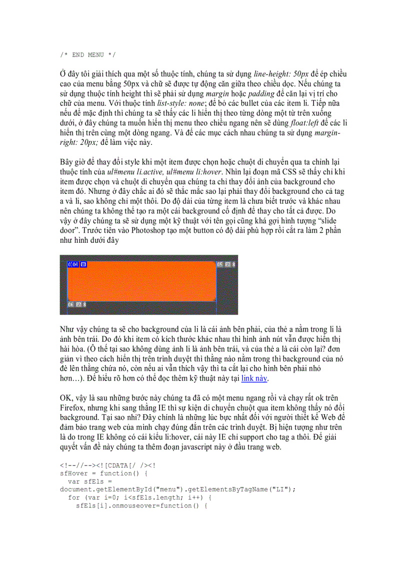 image for page Menu với CSS